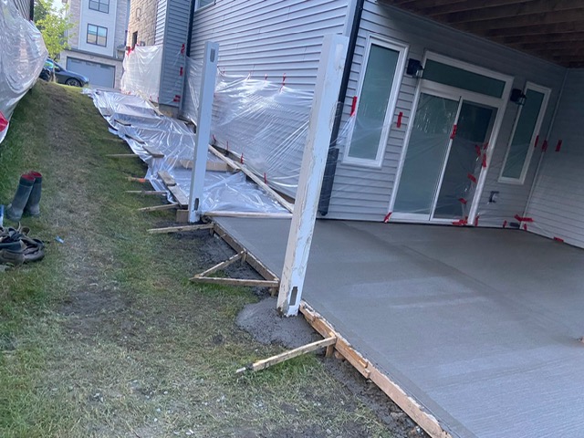 Completed broom-finish concrete walkway by A2Z Creteworks, Nova Scotia